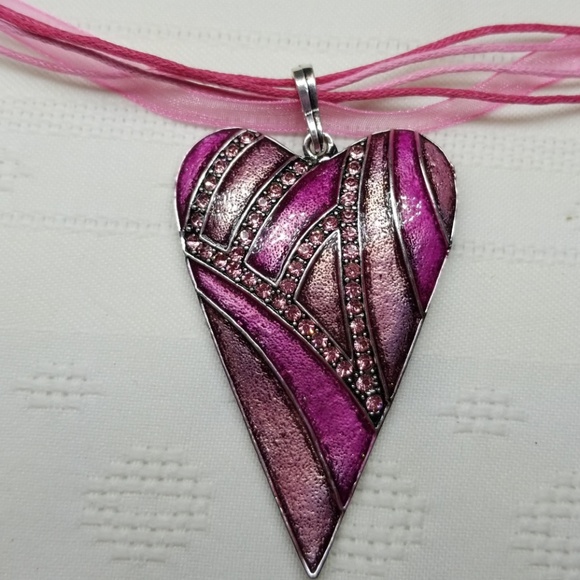 Enameled heart necklace - Picture 4 of 7